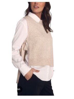 Bella Dahl Sweater Size Small Wool Cashmere Side Tie Vest Beige Sleeveless